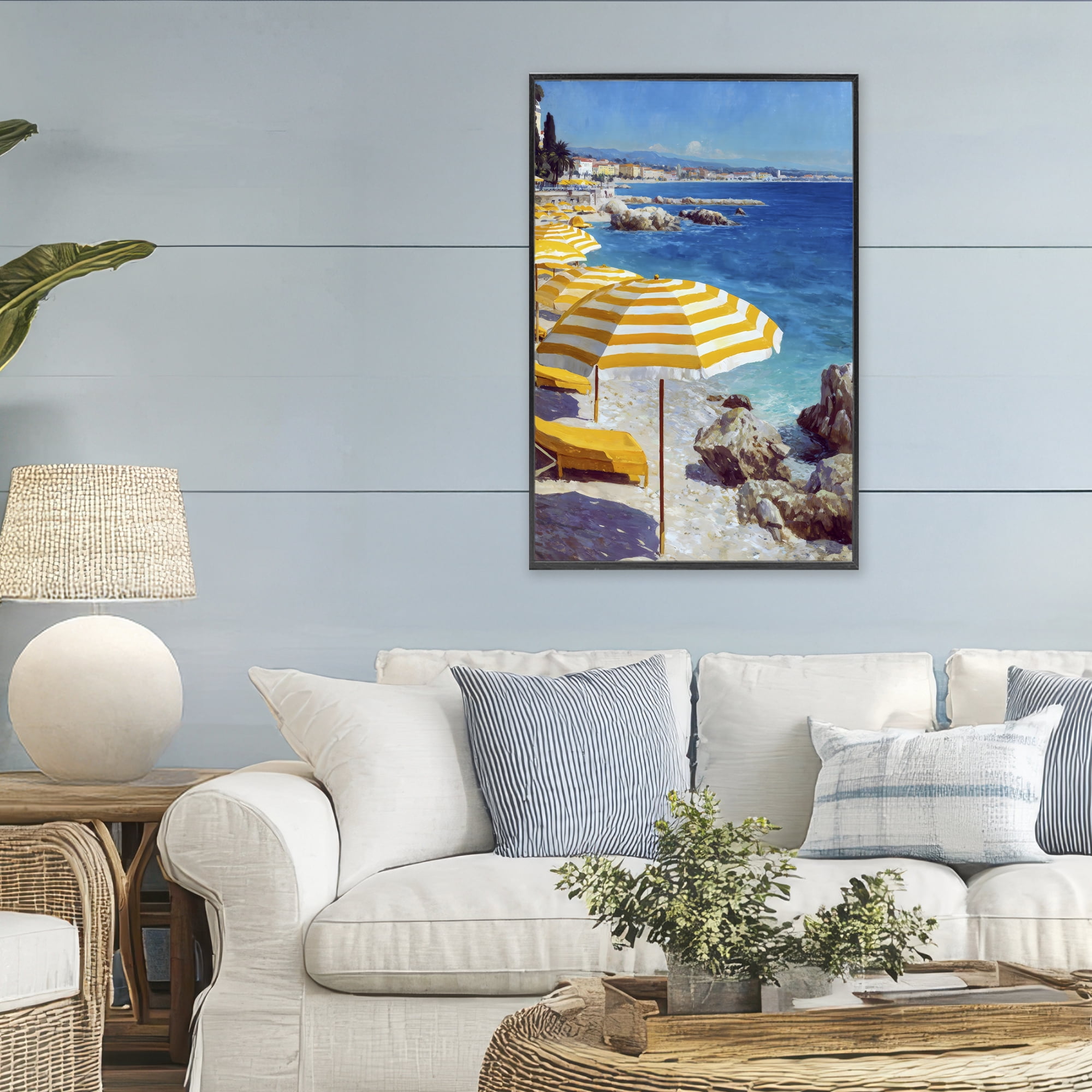 Stupell Industries Sunshine on the Shore Black Framed Giclee Art, design by Petal Prints Design