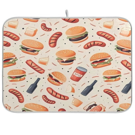 

Kitchen Drying Mat 18x24In Drying Dish Mat Dish Drying Mats Kitchen Countertop Multi-Function Drain Drying Mat Kitchen Table Hamburger Sausage