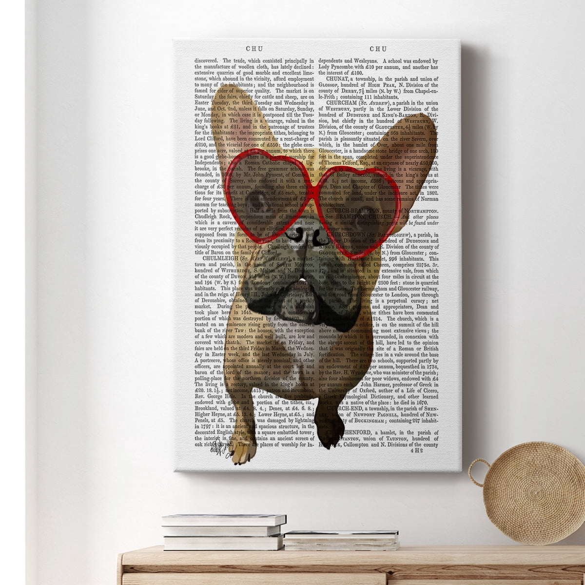 French Bulldog and Heart Glasses Premium Gallery Wrapped Canvas - Ready to Hang