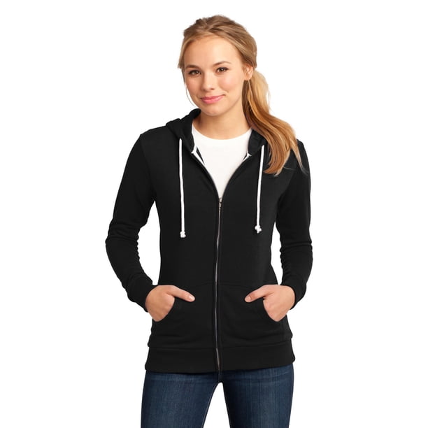 DESCATALOGADO District - Juniors Core Fleece Full-Zip Hoodie DT290 4XL Negro Distrito DT290