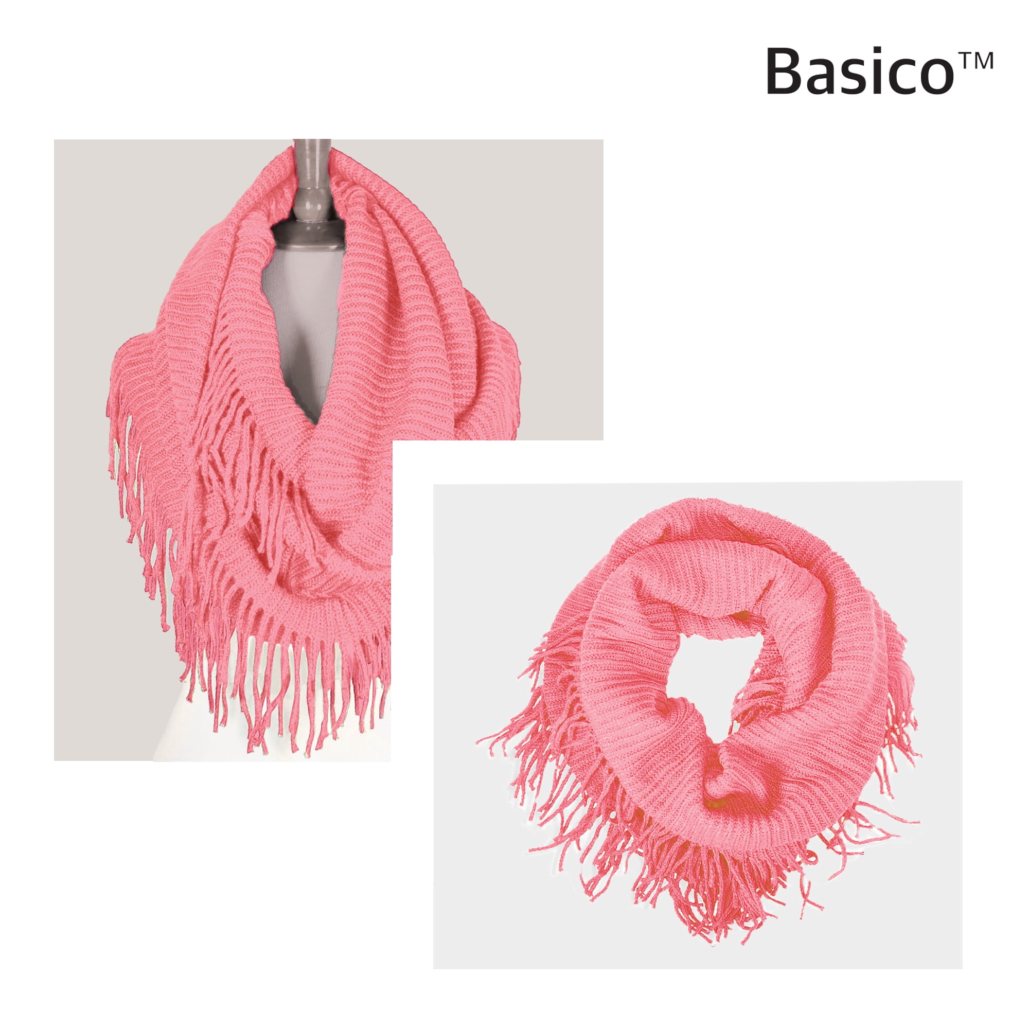 BASICO Warm Knit Winter Scarfs for Women Coral Infinity Scarf Circle Loop Scarves