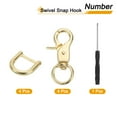 thumbnail image 3 of Uxcell 4 Pack Swivel Snap Hook, 13mm(1/2") Trigger Snap with D Ring Heavy Duty Metal Lobster Claw Clasp Lanyard Clips for Straps Bags Belting Leathercraft, Light Gold, 3 of 6