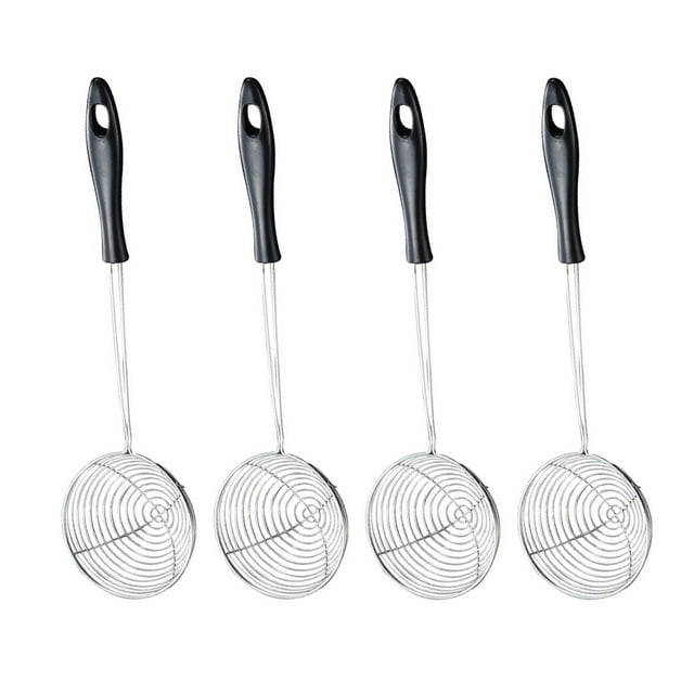 4 coladores de acero inoxidable para el hogar, coladores para ollas calientes de cocina (negros)
