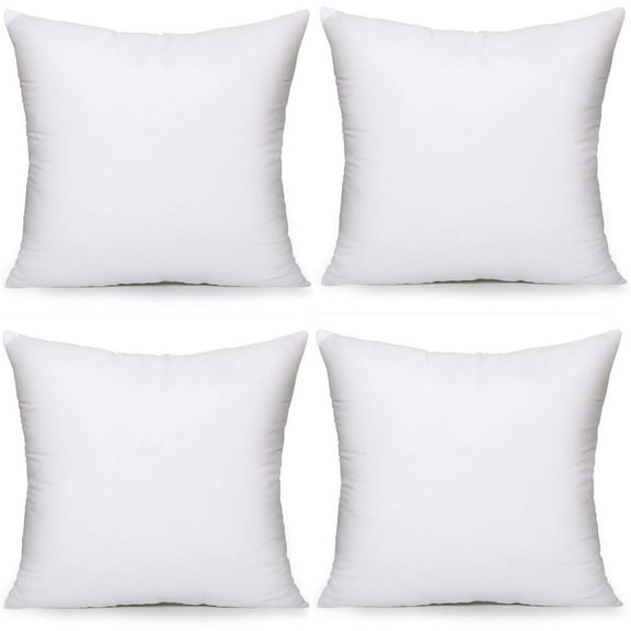 Set of Four - Synthetic Down Pillow Insert, Hypoallergenic Down Alternative Pillow Form Stuffer for Shams Sofa and Bed Pillow 20" x 20"