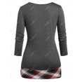 thumbnail image 3 of Camiseta Talla Extra a Cuadros Fruncido Rosegal  Mangas largas de talla grande, 3 of 5