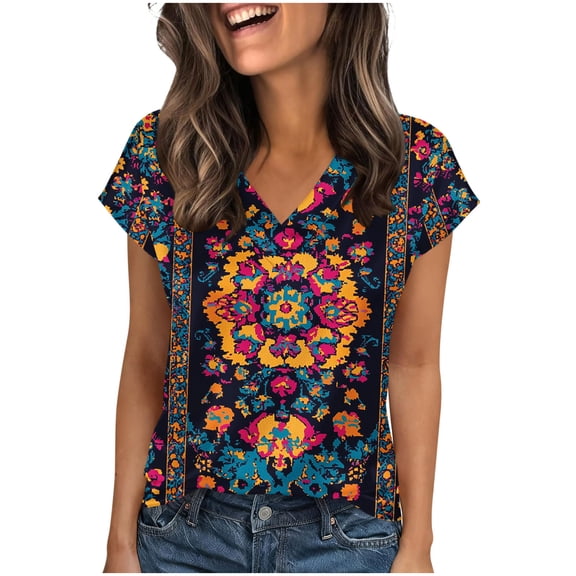 Oplxuo Womens Summer Tops Rolled Short Sleeve V Neck Shirts Casual Dressy Business Work Blouses Outfits