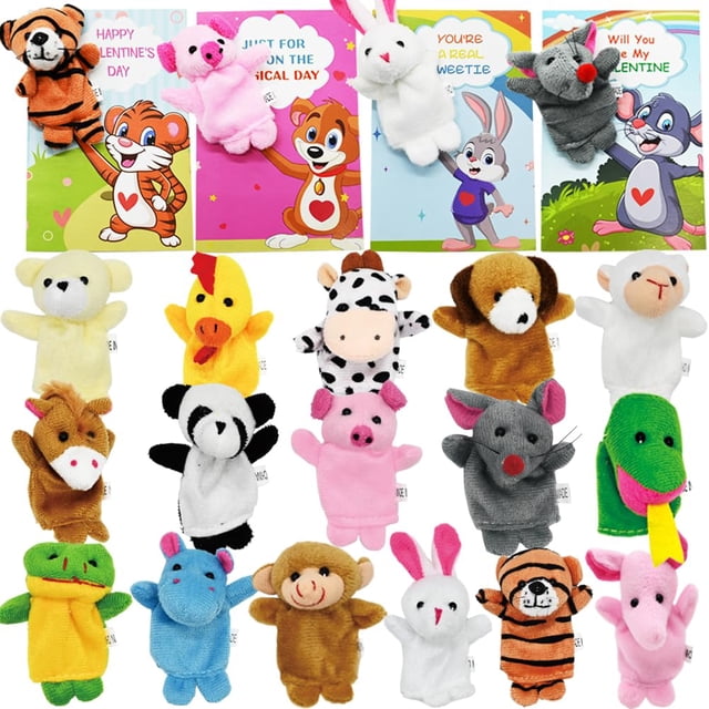 Set de títeres de dedo de animales WODMAZ, 16 peluches