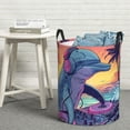 thumbnail image 6 of Sikiie Hip-Hop DJ Dolphin Print Round Dirty Clothes Basket, Waterproof Standing Foldable Storage Basket, for Laundry Room, Bedroom, Bathroom Storage-Medium, 6 of 6