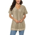 thumbnail image 1 of Women Plus Size Sparkly Sequin Blingbling V Neck Short Sleeve Loose Top Tee Shirt, 1 of 6