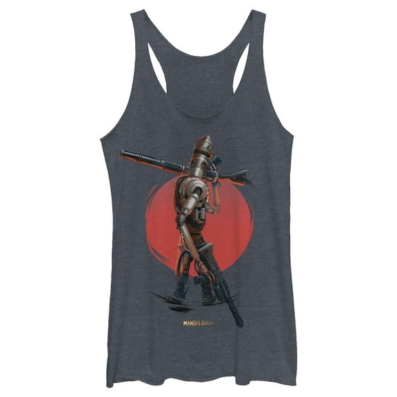 Women's Star Wars: The Mandalorian IG-11 Dusty Sunset Racerback Tank Top Navy Blue Heather Medium