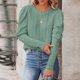 thumbnail image 2 of Suéter de punto con cuello redondo para mujer, suéter de cuello redondo de Jacquard con manga de cordero para otoño e invierno, verde M, 2 of 6