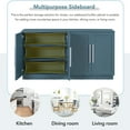 thumbnail image 4 of Buffet Cabinet, Large Storage Space Sideboard with 4 Doors, Accent Cabinet with Adjustable Shelves and Silver Handles for Kitchen, Dining Room, Living Room, Antique Blue, 4 of 7