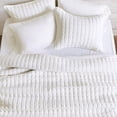 thumbnail image 3 of EVERGRACE Luxury Velvet Quilt Set King Size Bedding Sets, Ultra Soft Velvet Comforter Set, Lightweight Channel Box Stitch Oversized Bedspread Coverlet for All Season, with 2 Shams, Bright White, 3 of 7