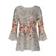 thumbnail image 4 of ICHUANYI Clearance Women's Casual Trumpet 3/4 Sleeve Printed Buttoned Basic Ruched Corset Tunic Tops Pleated T-shirts Blouses(Beige, XXL) ICHUANYI WER2023080800631, 4 of 5
