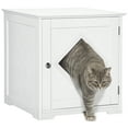 thumbnail image 1 of PawHut Cat Litter Enclosure End Table with Magnetic Door, White, 1 of 10