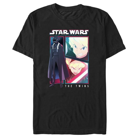 Men's Star Wars: Visions The Twins Comic Panels  Graphic Tee Black Small