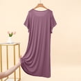 thumbnail image 7 of Ohufall Womens Sleepshirt Short Sleeve Crew Neck Solid Color Nightgown Loose Fashion Home Wear Sleepwear Pajamas, 7 of 7