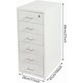 thumbnail image 3 of 6 Drawer Vertical File Cabinet with Lock and Wheels Metal Filing Cabinets for Home & Office (White), 3 of 9