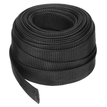 Uxcell Braided Sleeving Cable 1.25 Black Expandable Wire Cable Sleeving 50ft Cable Management Sleeve for Desk PC TV