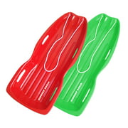 Slippery Racer Downhill Xtreme Plastic Toboggan Snow Sled, Red & Green (2 Pack)