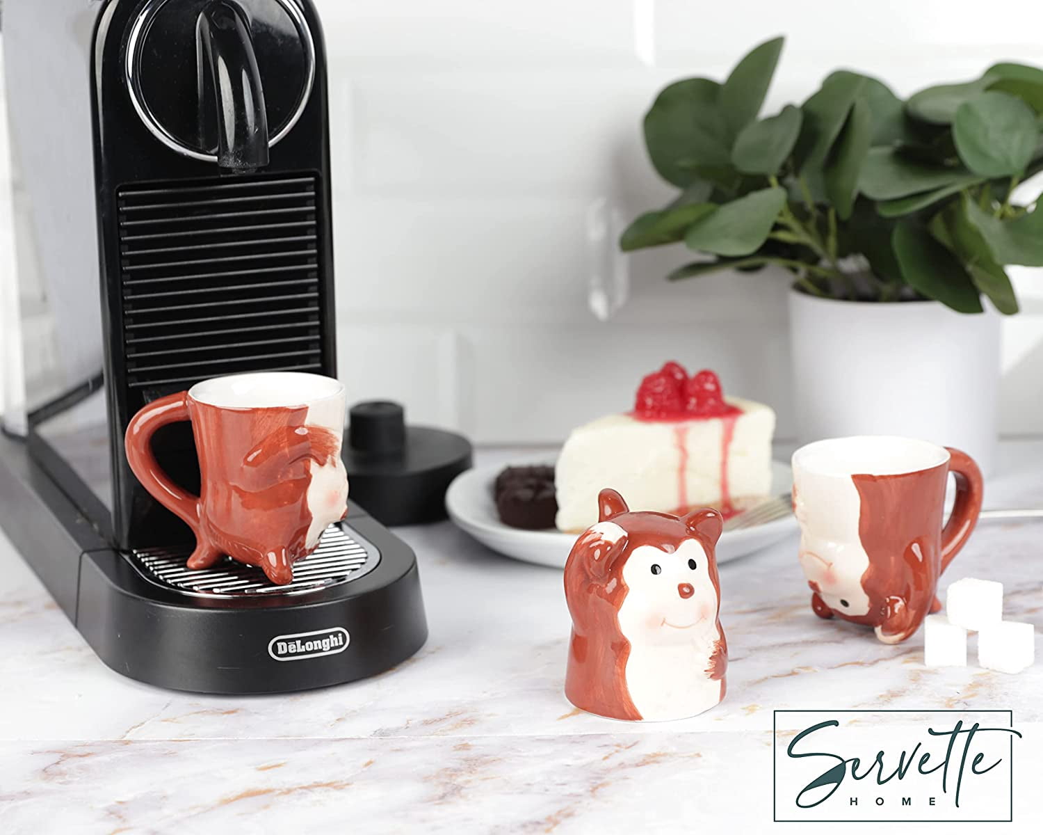 Ceramic Cute Upside Down Espresso Mini Coffee Mug Set of 3 - Monkey