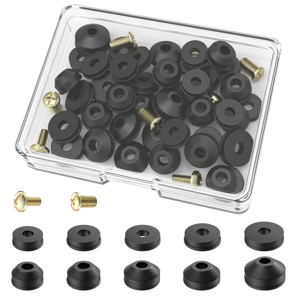 shiyou-Faucet Washers, 58 Pack Flat and Beveled Washers Assortment Kit Rubber Replacements with Brass Bibb Screws for Repairing Faucet Leak