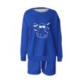 thumbnail image 3 of Puntoco Conjunto De Sudadera Y Pantalón Con Cuello Redondo Y Manga Larga Informal Con Estampado De Halloween Para Mujer Azul S, 3 of 3