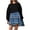Blue13, variant on Lmnyox Print Mini Dress for Women Oversized Patchwork Sweatshirt Dress Pleated Crew Neck Long Sleeve Dress