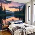 thumbnail image 2 of Wallpaper Serene Mountain Lake Sunset Pine Trees Reflective Water Peel and Stick Wall Murals 100"H x 144"W Removable PVC Wall Paper Self-Adhesive Wall Paintings Art Decor for Bedroom Living Room, 2 of 7