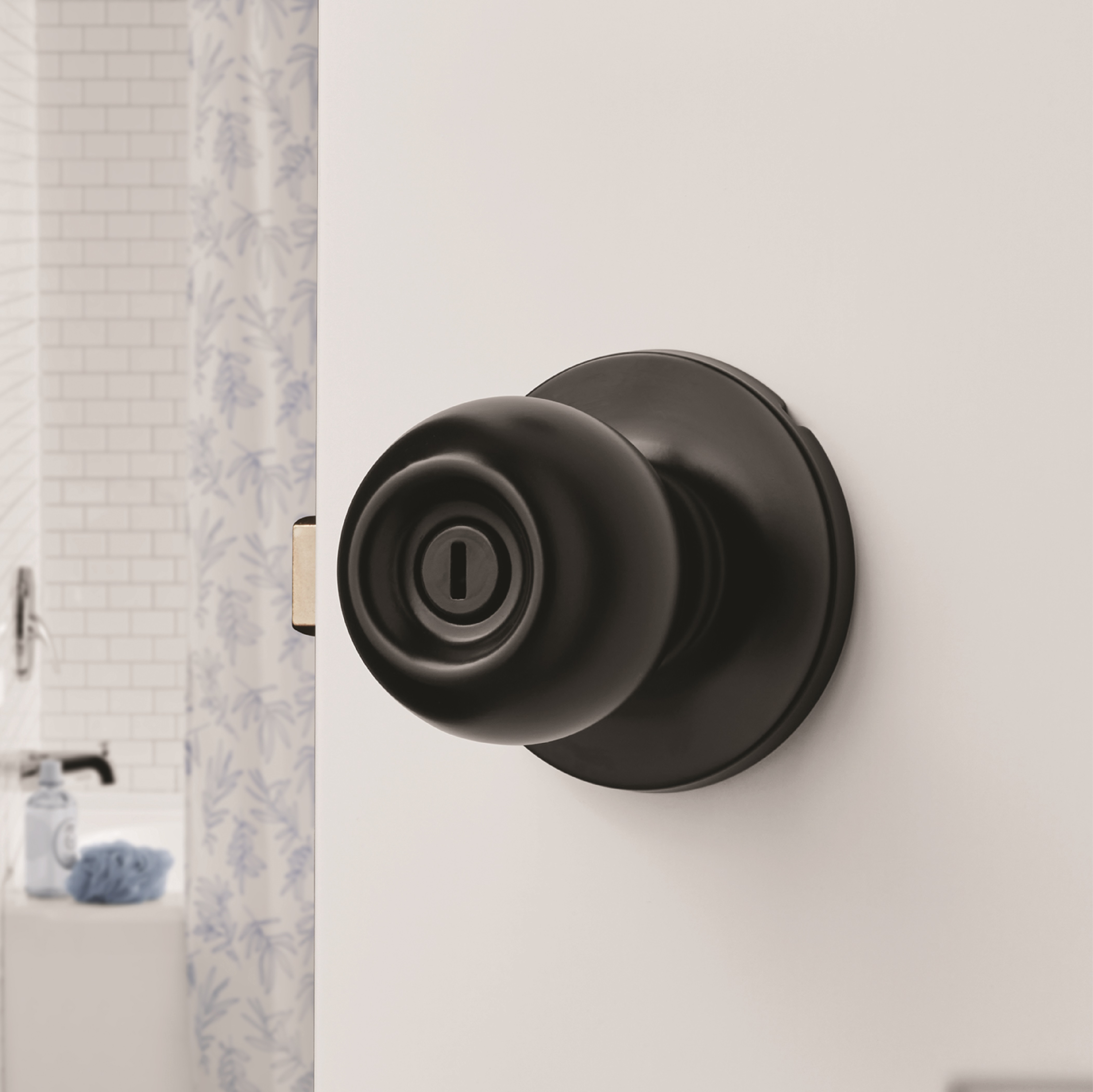 Hyper Tough Interior Locking Ball Privacy Bed and Bath Doorknob Matte Black Finish