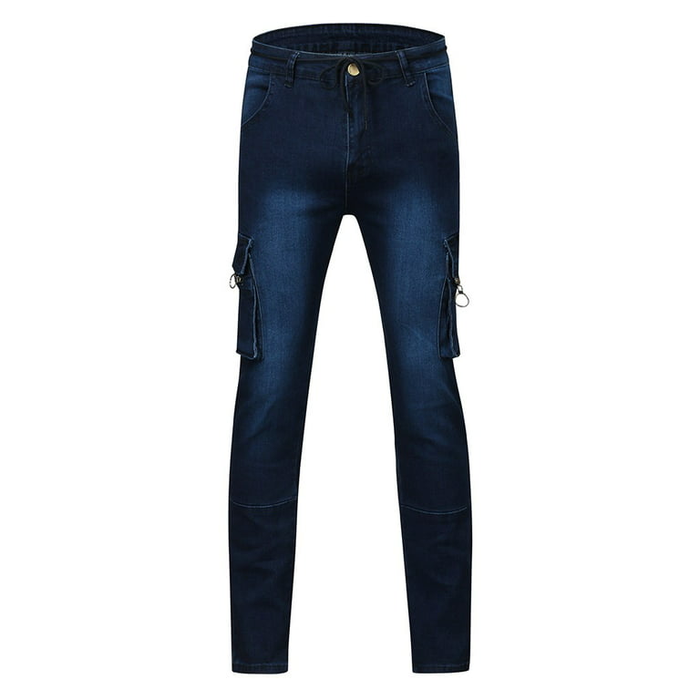 2024 New Six-Pocket Jeans Men's Convenient Cargo Jeans Trendy Brand Youth  Straight Work Pants Slim Fit Large Pocket Men's Pants