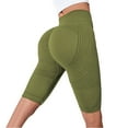 thumbnail image 2 of Womens Compression Shorts High Rise Butt Lift Tummy Control 3D Anti Cellulite Workout Leggings Outdoor Yoga Running Trendy Knee Length Army Green M, 2 of 6