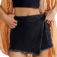 thumbnail image 2 of Shorts for Women Tie Up Side Wrap Skirt Style High Waist Denim Skort Shorts, 2 of 4
