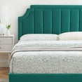 thumbnail image 5 of Platform Bed Frame, Twin Size, Velvet, Teal Blue, Modern Contemporary Urban Design, Bedroom Master Guest Suite, 5 of 10