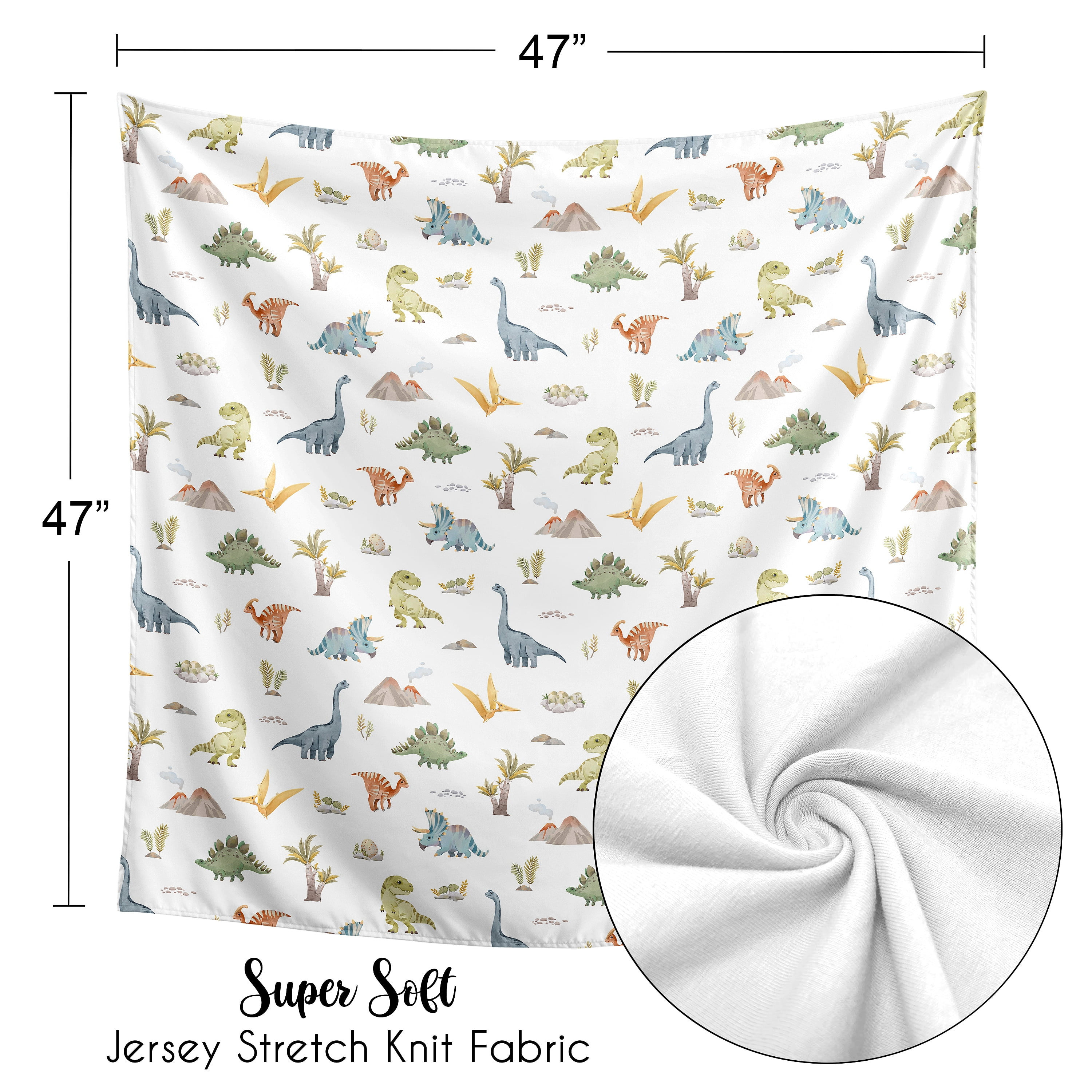 Sweet Jojo Designs Watercolor Dinosaur Dino Boy Swaddle Blanket