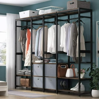 Open Closet Storage with Metal Shelf » Maximize Your Closet Space