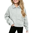 thumbnail image 6 of Wilark Girls Zip Up Sweatshirts Size 2-12, Collared Long Sleeve Fashion Casual Kids Fall Jackets Gray, 6 of 6
