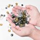 thumbnail image 4 of HUIANER Flat Glass Marbles 1LB, 100Pcs Mixed Color for Vase Fillers Mixed Colour Stone for Garden Decoration Craft Fish Tank (Transparent, Amber, Black), 4 of 7