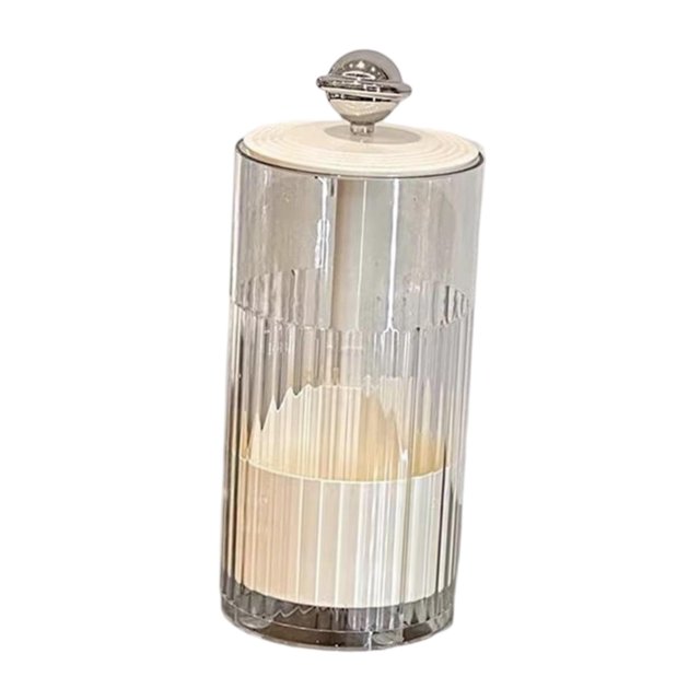 Organizador de brochas de maquillaje transparente con tapa para escritorio y encimera. Plata y blanco