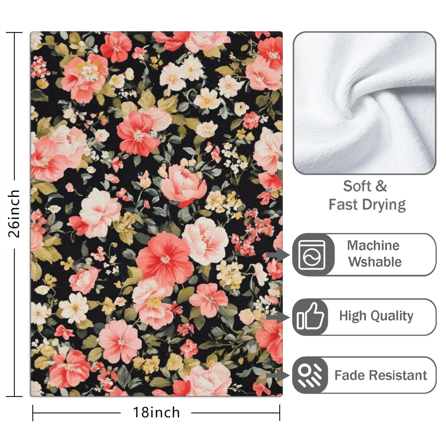 2 Pcs Funny Kitchen Towels,Pioneer Flower Microfiber Dish Towels,Kitchen Tea Towels,Kitchen Towel Set (18" X 26")