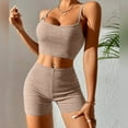 thumbnail image 3 of Women Outfits Spring Sets Women 2 Piece Outfits Clothing Set Female Round Neck Sleeveless Tops Pants Sets Cargo Pant Style S_320 Women's Tracksuits Khaki XL, 3 of 6