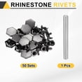 thumbnail image 3 of 50 Pcs Rivets en Cristal 13mm Clous en Strass avec Outil d'Installation, Noir, 3 of 7