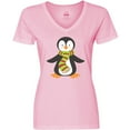 thumbnail image 3 of Inktastic Cute Penguin, Penguin With Striped Scarf Women's V-Neck T-Shirt, 3 of 5