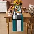 thumbnail image 2 of Abstract Green Grey Table Runner 90 Inches, Modern Geometric Color Blocks Bed Runner Dresser Scarves Tabletop for Indoor Outdoor Parties/Ceremony/Banquet, 13" x 90", 2 of 9