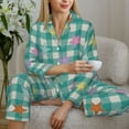 thumbnail image 6 of Yiaed Starfish On Checkered Background Print Pajamas Women's Long Sleeve Sleepwear Soft Button Down Loungewear Pjs Lounge Set Nightwear Womens Pajama Pants-X-Large, 6 of 7