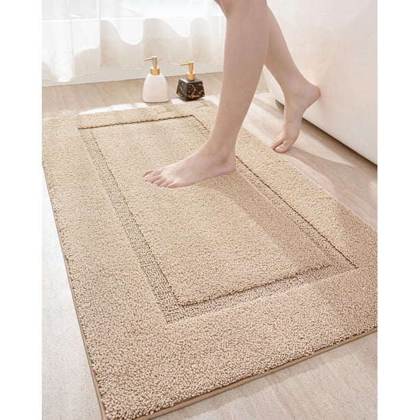 Alfombra de baño DEXI superabsorbente, 43 x 24 cm, lavable, color beige