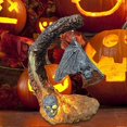thumbnail image 3 of Halloween Lantern Lights, Halloween Resin Pumpkin Skull Figurine Statue, Ornaments for Fireplace Desk Windowsill, 3 of 5