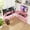 Pink, variant on PayLessHere L Shaped Desk Corner Gaming Desk Computer Desk for Adults,Black,29"H