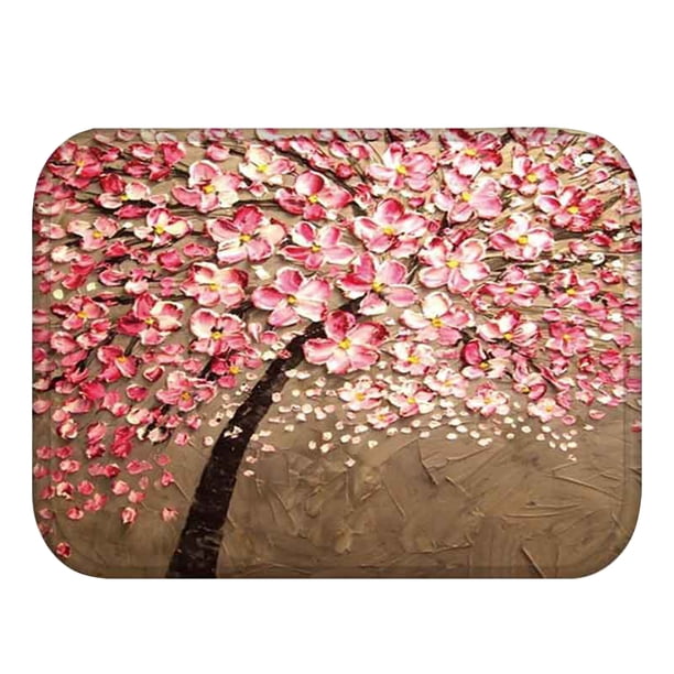 Pintura al óleo Árbol Coral Terciopelo Estera Puerta de la cocina Entrada Alfombras antideslizantes Baño Alfombras de sala de estar AweSitey JJ20220-13