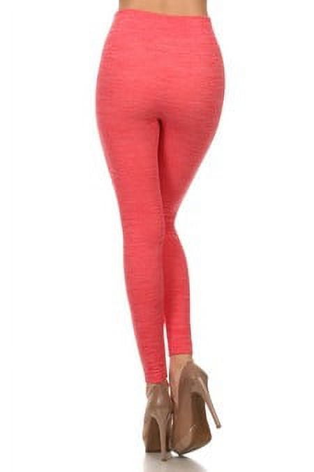 K-Cliffs Heather Color Fleece Leggings [Athleisure Pants], One Size Fits Most, Coral, Women